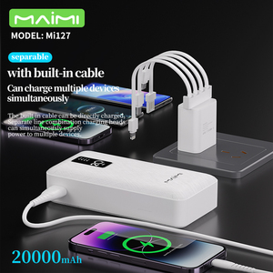 <span class=keywords><strong>Batterie</strong></span> <span class=keywords><strong>externe</strong></span> Maimi <span class=keywords><strong>20000mAh</strong></span> avec 4 câbles intégrés, chargeur portable, support de téléphone, lumière LED pour smartphone - Product Image 2
