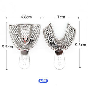 2 ชิ้นทันตกรรม Impression ถาดสแตนเลสผู้ถือฟันถาดฟันปลอมเครื่องมือ Autoclavable ทันตกรรมทันตแพทย์เครื่องมือ - Product Image 5