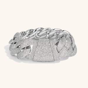 Pulsera de Cadena Cubana Mlluki Hip Hop Personalizada de 24 mm con Cubos de Azúcar, Plata de Ley S925 y Moissanita, Accesorio de Joyería para Hombre - Product Image 1