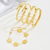 Pulseras de Moda de Acero Inoxidable Chapadas en Oro de 18K al por Mayor, Brazaletes de Diseñador Famoso para Mujer, Última Colección