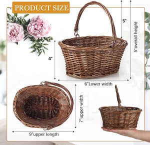 Ingrosso piccolo cesto di <span class=keywords><strong>vimini</strong></span> con maniglia cesti per ragazze di fiori per matrimoni uova di caramelle da Picnic salice ovale intrecciato intrecciato - Product Image 2