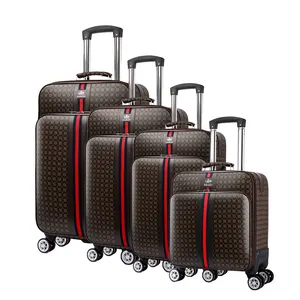 थोक बड़ी क्षमता व्यापार सूटकेस सेट पु चमड़े पुरुषों ट्रॉली बैग सामान 4 सेट