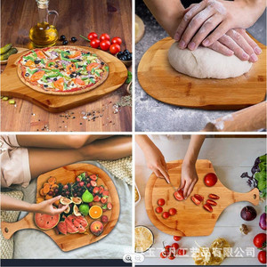 Plateau à pizza en bambou 43 cm, planche à découper en bois massif, plateau de table pour usage en cuisine, durable - Product Image 2