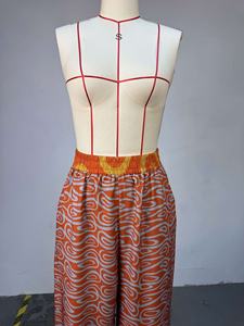 Setelan Kasual Wanita 2 Potong, Motif Cetak Segar, Kerah V, Lengan Kelelawar, Celana Lurus Pinggang Tinggi - Product Image 5