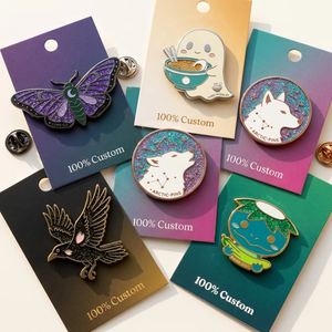 Sin Pedido Mínimo, Pin de Solapa Personalizado con Diseño de Glitter y Esmalte, OEM/ODM Profesional, Pin de Solapa con Diseño de Espectro, Ramen, Mariposa, Animal - Product Image 1