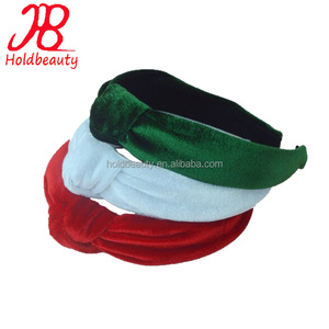 Bandeau en <span class=keywords><strong>velours</strong></span> noué fait main, personnalisé, doux et confortable, 3 cm de large, <span class=keywords><strong>vert</strong></span>/rouge/blanc, pour femmes et filles - Product Image 1