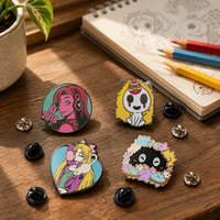 Épingles à revers en émail dur personnalisées, sans minimum de commande, avec logo en métal plaqué or, motifs mignons de dessins animés et d'anime, pour souvenirs d'entreprise