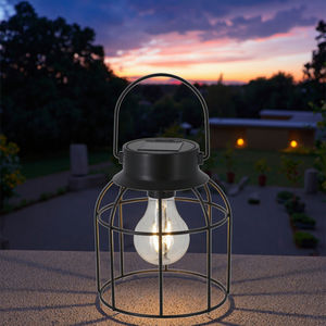 Linterna Solar de Metal <span class=keywords><strong>para</strong></span> Exteriores, Luz Colgante con Bombilla LED de Filamento, IP44, Impermeable, Fácil Instalación, Decoración de Jardín <span class=keywords><strong>para</strong></span> Patio - Product Image 2