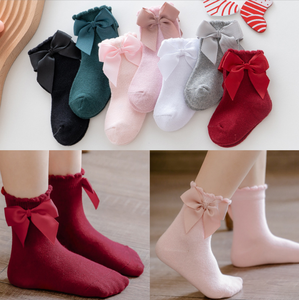 Nouvel ensemble de chaussettes pour bébé fille Printemps 2022, style princesse avec grand nœud, en coton, populaires pour nouveau-nés et enfants - Product Image 2