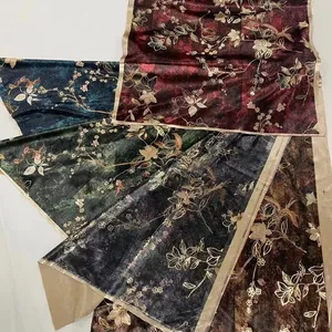 In cho vải thời trang mới foiling Hàn Quốc nhung với Vàng Velour vải 100% polyester đồng bằng dệt kim Hàn Quốc nhung sofa vải