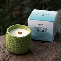 Pot à bougie en ciment coloré avec mèche en bois, bougie à la cire de soja, aromathérapie, bougie artisanale, respectueuse de l'environnement, style classique