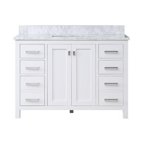 Meuble de salle de bain Guanda de haute qualité, double vasque sur pied, 48 pouces, dessus en marbre artificiel, moderne, blanc/gris, CUPC