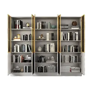 Eye-catching style light Luxury wooden bookcase combination set modern bookcase with glass door