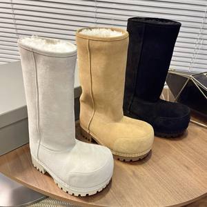 Luxury Outdoor Warm Platform Heightened <b>Boots</b> Fashion Brand Chunky Leather Snow <b>Boots</b> Top Quality Wool Ankle <b>Boots</b> - Product Image 2