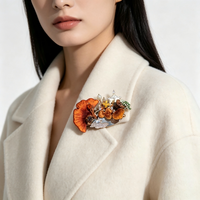 Bros Mewah Kerajinan Oriental Miao Ginkgo Bordir Etnik Jahitan Tangan Kristal Rhinestone Mikro Inlay Pernikahan Pertunangan