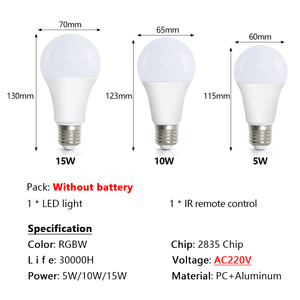 E27 RGB LED مصباح ضوئي لمبة ضوئية LED 5W 10W 15W IR مع تحكم عن بعد متغير الملون RGBW مصباح ضوئي ليد لمبة ضوئية - Product Image 4