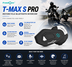 Interphone FreedConn <span class=keywords><strong>TMAX</strong></span> avec radio FM, intercom Bluetooth pour 6 motards, <span class=keywords><strong>casque</strong></span> <span class=keywords><strong>de</strong></span> moto, écouteurs étanches pour communication <span class=keywords><strong>de</strong></span> groupe - Product Image 2