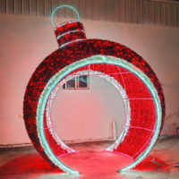Boule de Noël LED étanche IP65, motif lumineux blanc chaud et rouge, ornement de Noël géant pour affichage extérieur