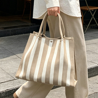 Sac fourre-tout en polyester tricoté, grande capacité avec fermeture à bouton-pression, pour courses, marché, plage, mode estivale, vente au détail