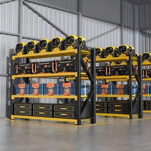 מדפי משטחים רב-שכבתיים (4 שכבות) מפלדה מגולגלת קרה, מתכווננים, לתעשייה כבדה, עם קיבוע בברגים, מתאימים לסופרמרקטים. - Product Image 3