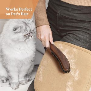 Bằng Gỗ Cashmere Lược Quần Áo Bàn Chải <span class=keywords><strong>Lint</strong></span> Bàn Chải Cho Phù Hợp Với Cashmere Len Nhung, Da Lộn Và Vật Nuôi Tóc Lớn Màu Đen Gỗ Óc Chó Xử Lý - Product Image 3