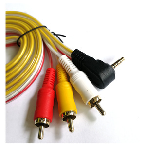 Mini 6FT AV Cable với <span class=keywords><strong>3</strong></span>.5 mét 1/8 '-Pole cắm để <span class=keywords><strong>3</strong></span> <span class=keywords><strong>RCA</strong></span> phích cắm PVC Áo khoác CCS dây dẫn bện che chắn xoắn cặp loại - Product Image 4