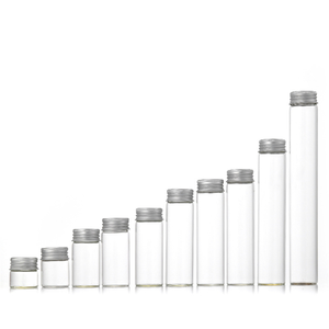 30mm Düz Tabanlı Borosilikat Cam Test Tüpleri ve Alüminyum Vidalı Kapaklı Numune Şişesi, Serigrafi Baskılı, Erişte ve Çikolata Kullanımı İçin - Product Image 6