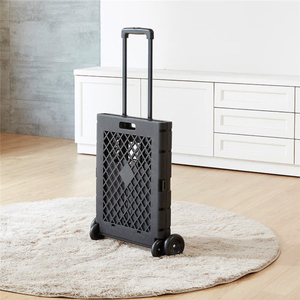 Heavy-Duty Foldable Plastic Shopping <b>Trolley</b> with Roll <b>Trolley</b> Wheels Portable Crate <b>Storage</b> Box Convenient Platform Structure - Product Image 3