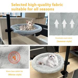 Yemek masası ve masanın üzerine sabitlenebilen dönebilir ve yüksekliği ayarlanabilir ofis kedi yatağı ve yıkanabilir yuvarlak kedi yatağı - Product Image 3