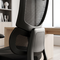 Chaise de bureau exécutive ergonomique moderne avec accoudoirs réglables 2D, support lombaire réglable en hauteur, dossier en maille, base pivotante 3 positions