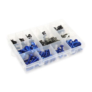 Kit de reparación de tornillos para carenado de motocicleta, tornillos de acero azul para motocicleta de calle, 177 piezas - Product Image 1