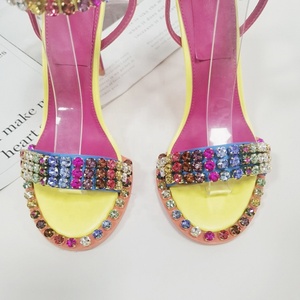 Pink High <strong>Heels</strong> Sandals Bling Crystal Sandals <strong>Sparkly</strong> Multi-Color Rhinestone Dress Pumps Patchwork Women Shoes <strong>Heels</strong> Size 10 - Product Image 6