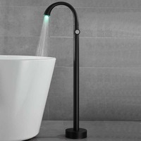 Robinet de baignoire sur pied en laiton chromé Azeta à poignée unique avec LED pour salle de bain