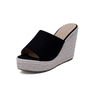 Sandales espadrilles à talons hauts pour femmes, chaussures d'été à semelle épaisse et décontractée, Mules à semelle compensée - Product Image 3