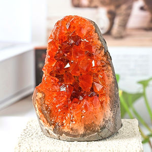 Souvenirs en quartz naturel 300-400g, artisanat en pierre, pendule, géode de cristal orange, roches, cluster minéral de quartz - Product Image 3