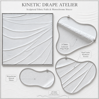 Cadre en bois de peinture de toile de vague de relief blanc minimaliste moderne pour le mariage ou le Ramadan suspendu Design fonctionnel