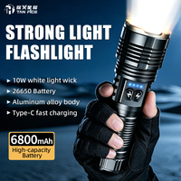 Lampe torche télescopique blanche et bleue, rechargeable, étanche, avec zoom, laser, super lumineuse, portable pour l'extérieur