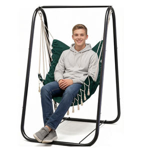 Fauteuil <span class=keywords><strong>suspendu</strong></span> avec support - Design moderne, utilisation intérieure/extérieure, structure en métal et coussin à séchage rapide, capacité 300 lb <span class=keywords><strong>pour</strong></span> adultes - Product Image 5