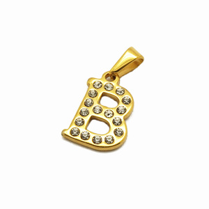 18K Vàng Mạ Thép Không Gỉ CZ Pha Lê Zircon Thư Mặt Dây Quyến Rũ 20Mm Ban Đầu 26 Bảng Chữ Cái A Để Z Vòng Cổ Nhà Máy Giá Rẻ - Product Image 2