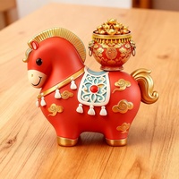 Figurine PVC personnalisée Cheval du Zodiaque, Ornement de dessin animé pour le Festival du Printemps, Boîte mystère 3D stéréo porte-bonheur, Motif nuage en époxy