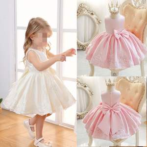 Çocuk Modası Yazlık Kolsuz İşlemeli Balo Elbisesi Çocuk Fiyonklu Giyim Bebek Kız Elbiseleri - Product Image 3