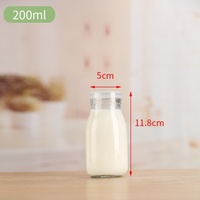 Botol Minuman Kaca Silinder 320ml, Wadah Jus Air Transparan, Dapat Digunakan Kembali, Tutup Kedap Udara, Label, Penyimpanan Kulkas Dapur Rumah