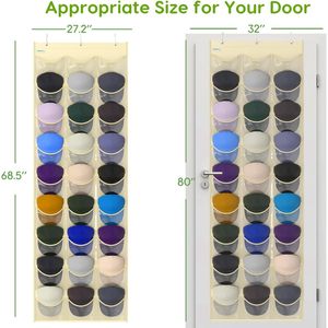 Hat Organizer 27 Pockets Over The Door Clear Pockets For Baseball Caps Storage Display <b>Rack</b> - Product Image 5