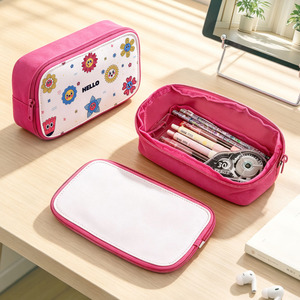 Nouvelle trousse à crayons vierge pour sublimation, polyester 600D, 5 couleurs, impression personnalisée DIY, panneau amovible, pochette de rangement multi-usages, 22x12x7cm - Product Image 2