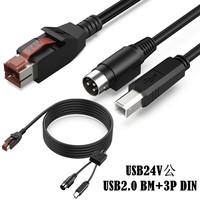 Cable USB de 8 Pines y 12V con Conector DC 5.5x2.1mm, Alta Potencia, Revestimiento de PVC, para Terminales POS y Escáneres de Código de Barras