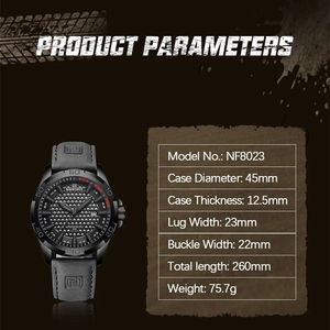 Jam Tangan Pria NAVIFORCE 8023 Fashion Sport Quartz <span class=keywords><strong>Analog</strong></span> Tanggal Jam Tangan Pria Relogio Masculino Kulit Tahan Air 3ATM - Product Image 3