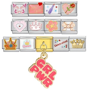 Abalorios Modulares de Acero Inoxidable con Diseños de Princesa, Reina, Niña, Corona, Corazón, Lazo, Mariposa, Rosa y Lápiz Labial, Regalo para Niñas - Product Image 4