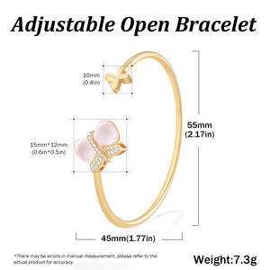 Cuarzo Rosa Cristal natural Joyería fina Niñas 925 Plata 18K Oro Arco Conjunto de joyas para mujeres - Product Image 4