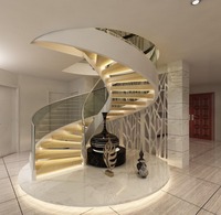Escalier incurvé en marbre pour intérieur de maison, escalier incurvé en pierre naturelle, escalier en marbre blanc, grand escalier