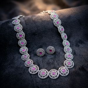 Collier pendentif de luxe en argent sterling 925 avec zircon cubique rose rond, chaîne à maillons, style antique, cadeau pour femme, vente en gros - Product Image 2